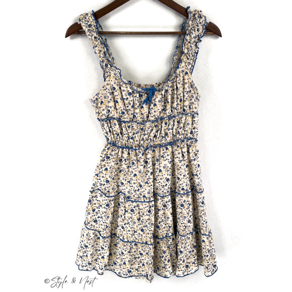 other Dresses & Skirts - Women's Ditsy Floral Coquette Ruffle Tiered Dress Milkmaid Peasant Size Medium